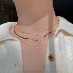 14k Italy Solid Gold Herringbone Necklace